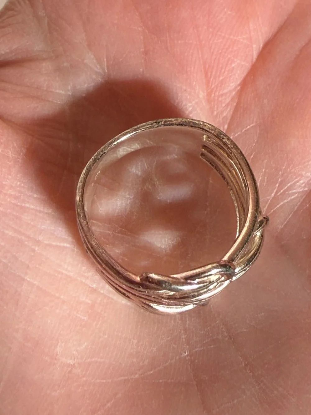Vintage Sterling Silver Oversized Triple Love Knot Modernist Wide Band Ring Sz7